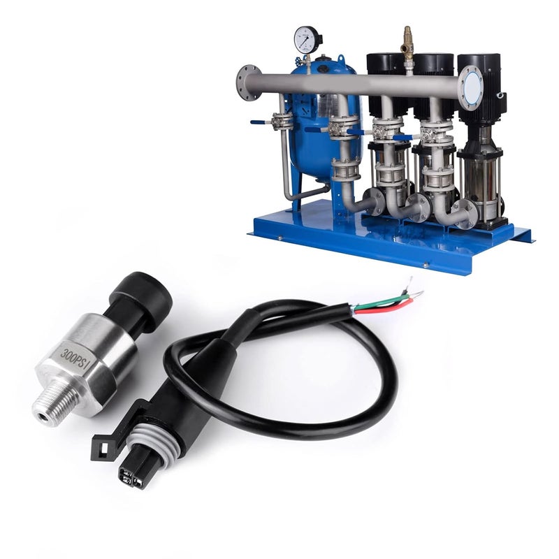 Flylin Pressure Transducer Sender Sensor with Connector, Stainless Steel 1/8”-27 NPT Pressure Transducer Sensor Compatible for Oil Fuel Air Water (300 PSI) - Image 4